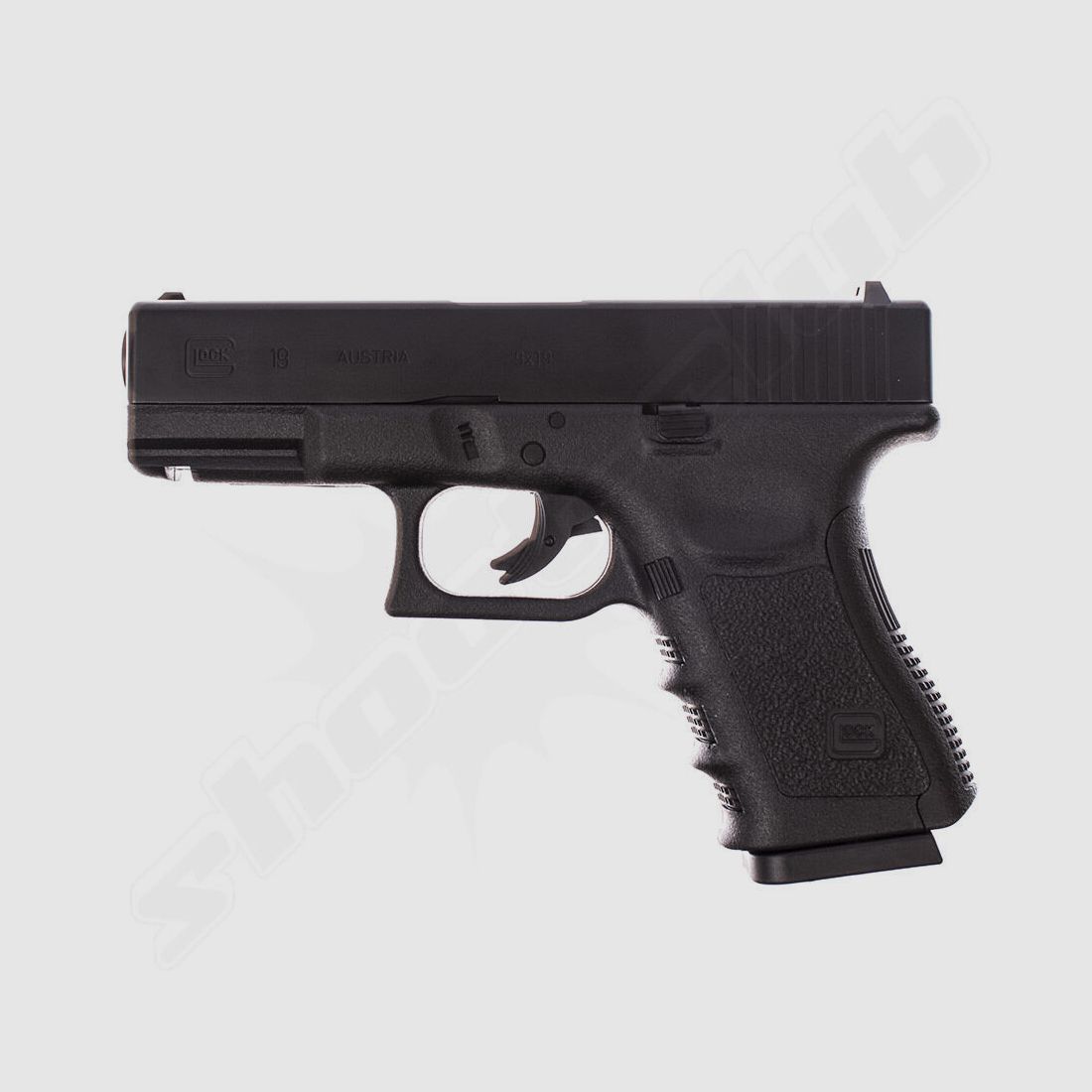 GLOCK	 Glock 19 CO2 Pistole 4,5 mm BB Kugelfang Set