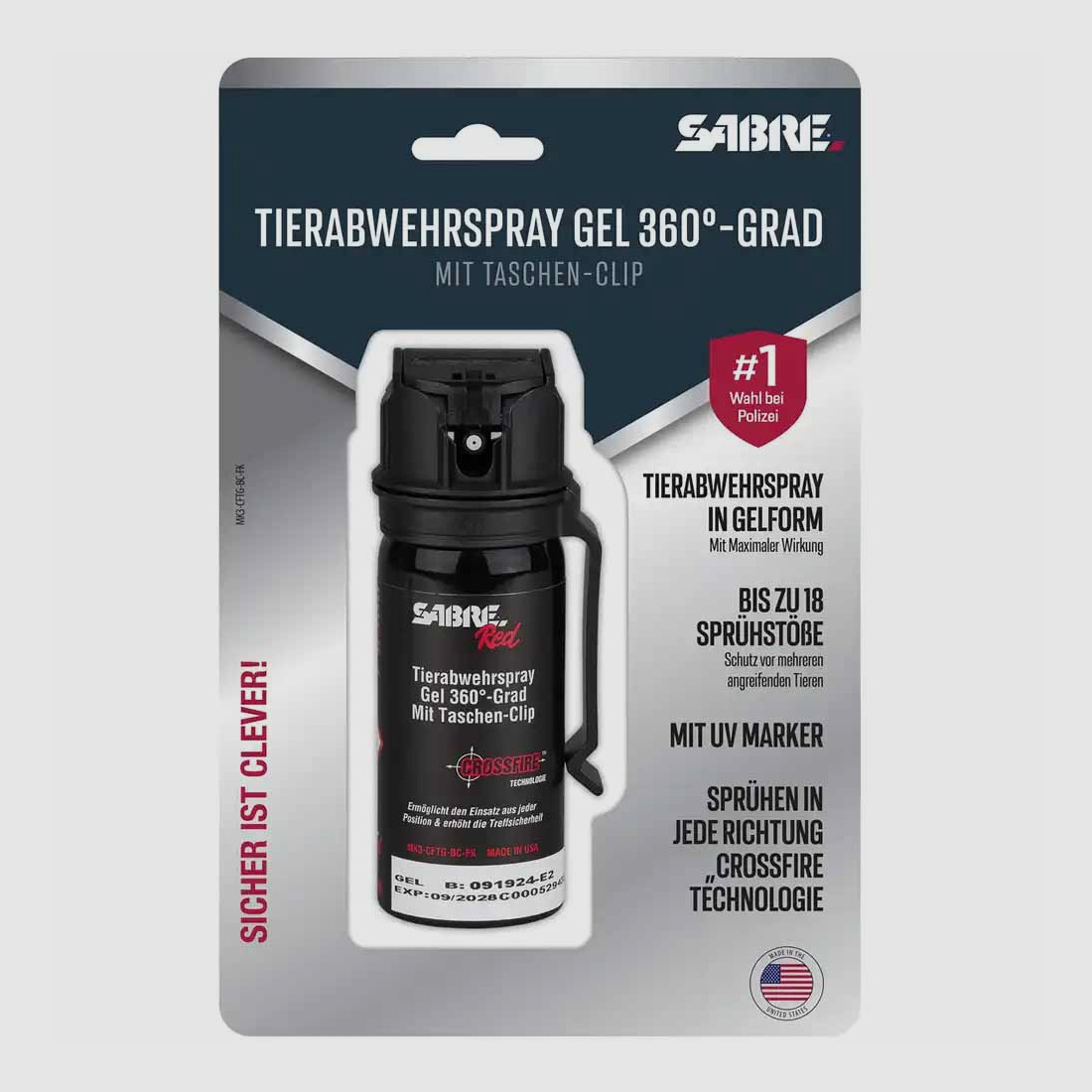 Sabre Red Abwehrspray Crossfire Gel 360°, 0,045 l
