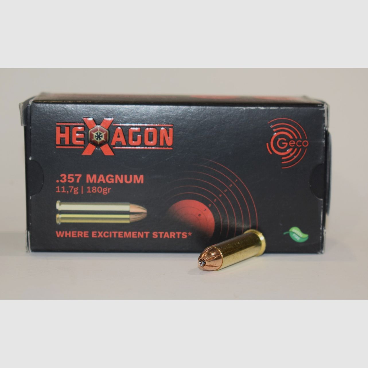 Box mit 50 Patronen GECO 357 Magnum Hexagon 180 Grain