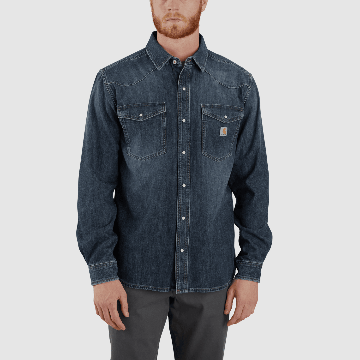 Carhartt Montana Denim Relaxed L/S Shirt Men Wyatt 2XL