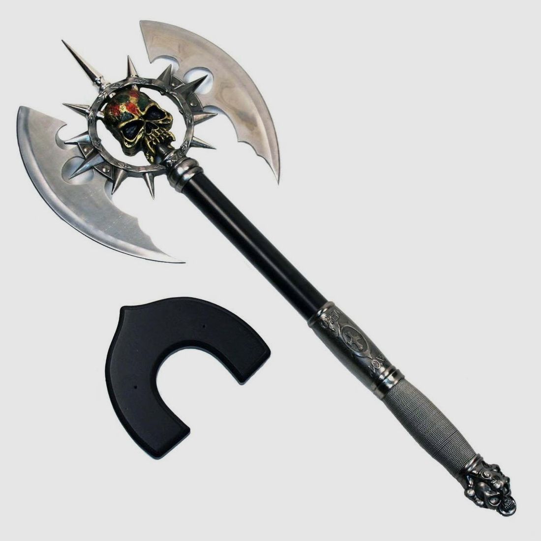 Fantasy Axt Totenkopf mit Wandhalter
