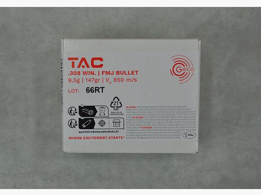 Geco FMJ TAC .308 Win. *1000 pieces*