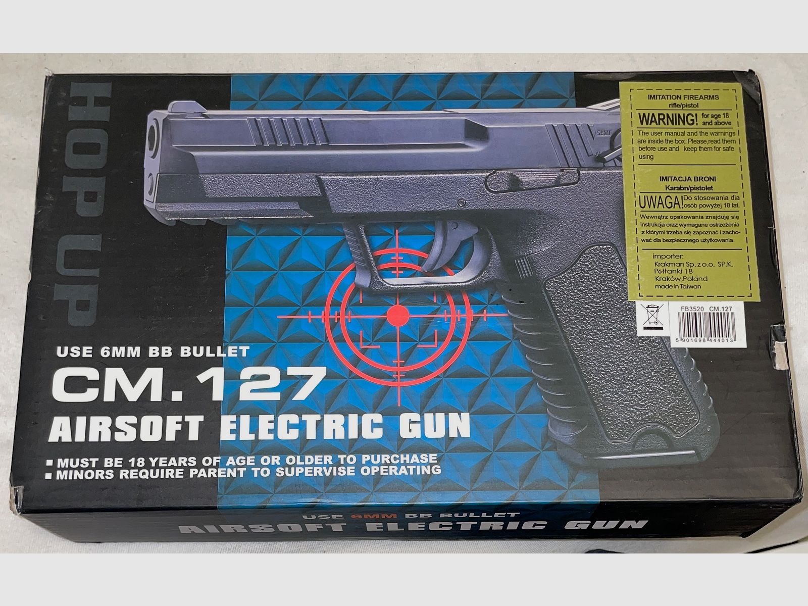 Cyma CM 127 - Vollautomatische/Semiautomatische Airsoft-Pistole mit 2 Magazinen und Original Zubehör