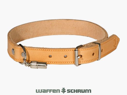 AKAH Halsung Fahlleder - Hellbraun mit Adressanhänger