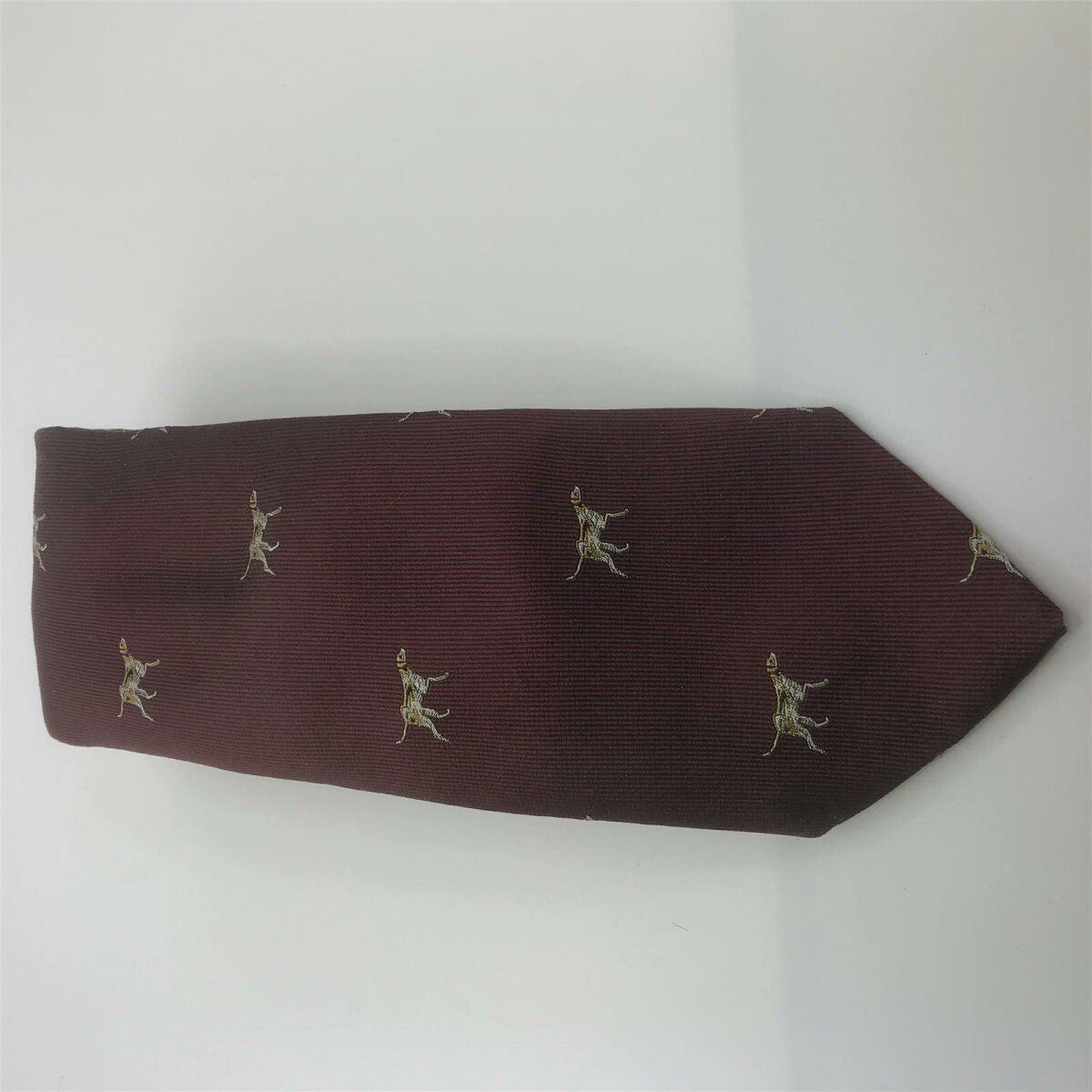 Robert Keyte cravatta 100% seta bordeaux motivo cane Pointer