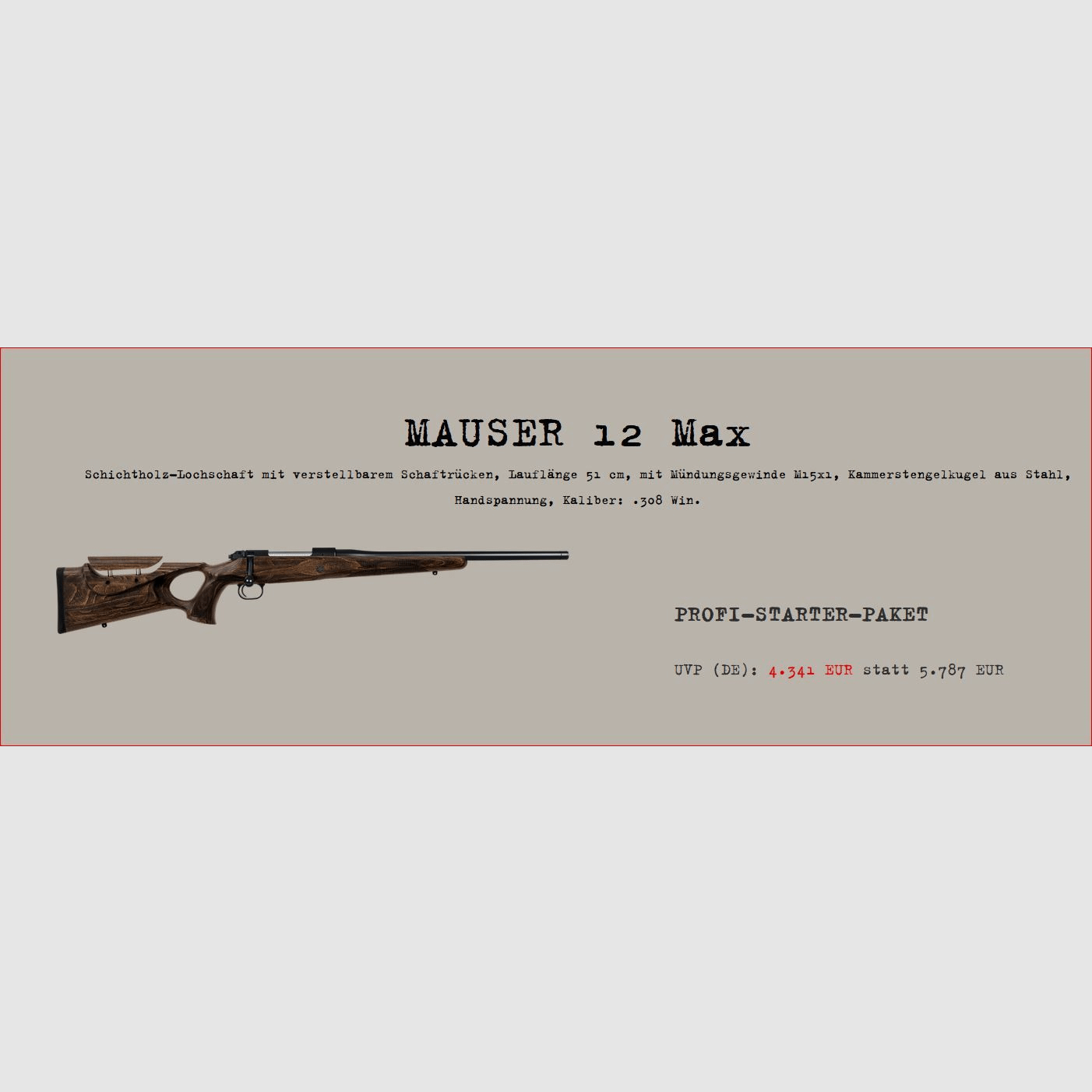 Mauser M12 Max; Professional starter package; Minox RS6 2.2-14x50; Silencer