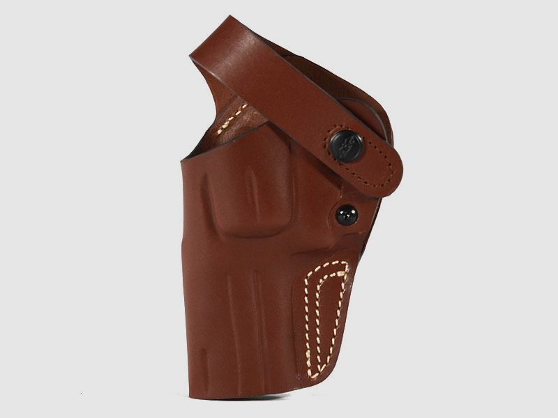 FALCO Holster de revolver, cuir marron MAIN DROITE, pour S&W Security Special 4" (cadre S&W K+L jusqu'à 4,25" de canon)