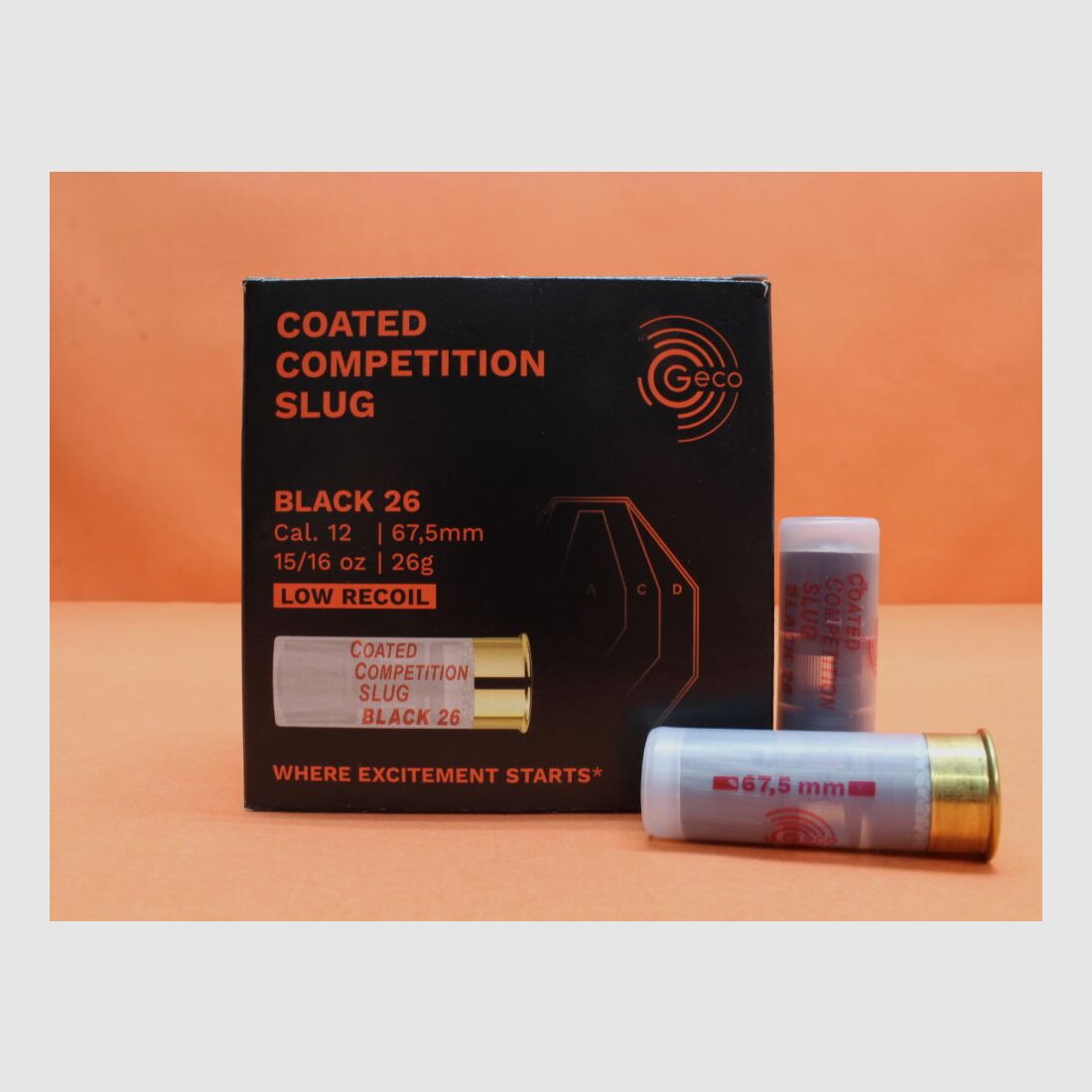 GECO Patrone 12/67,5 GECO 26g Slug (2317625) VE 25 Patronen (Coated Competition Black) LOW RECOIL