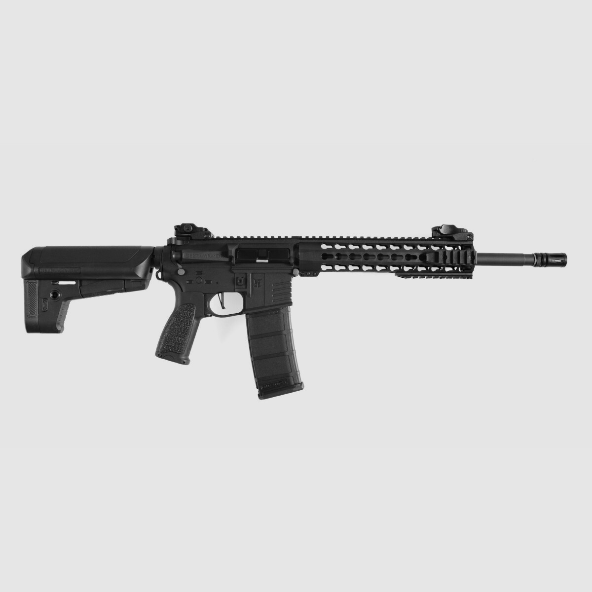 AR15 KeyMod 10 pulgadas CHARLIE Negro S-AEG Rifle Airsoft Libre a partir de 18 años | Delta Armory