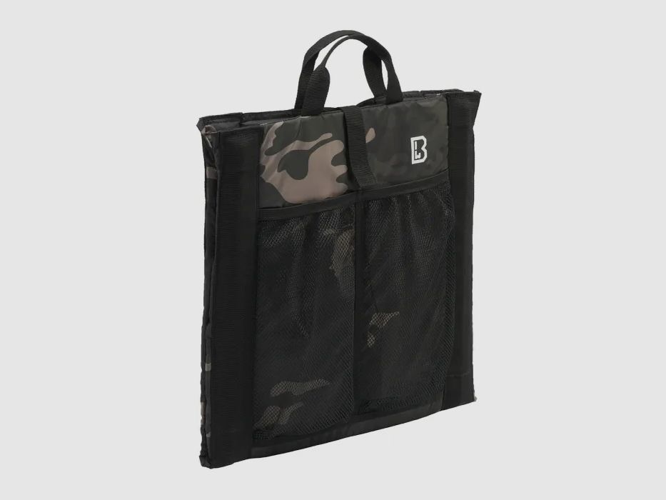 Folding seat with carrying handle + mesh pocket for 2 drink bottles - Dark Camo