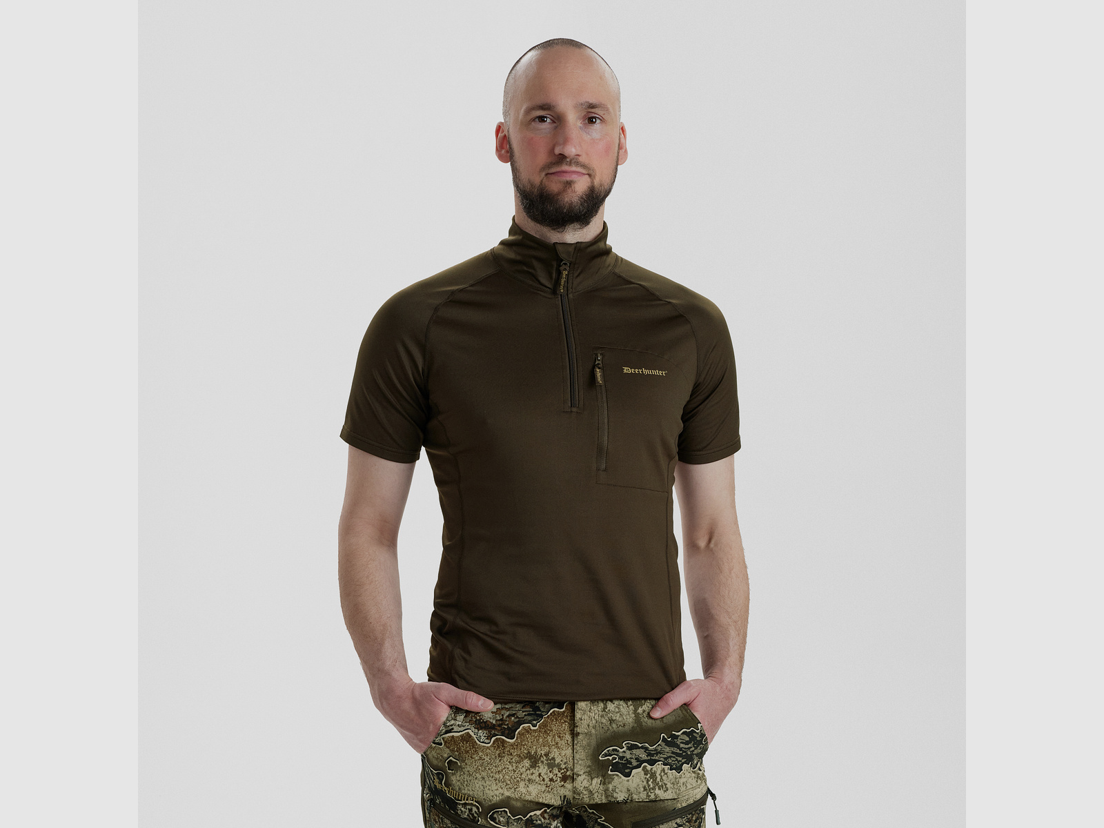 T-shirt isolante Excape con colletto a zip - Art Green - Taglia: 3XL