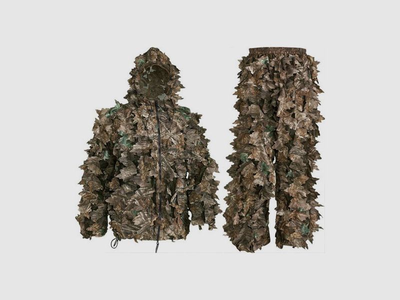 Delux 3-D Blätter CAMOUFLAGE Set WOOD Überzieh-Tarnanzug Größe M