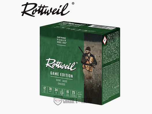25 cartuchos ROTTWEIL Game Edition Hunt 34g Cal 12/70