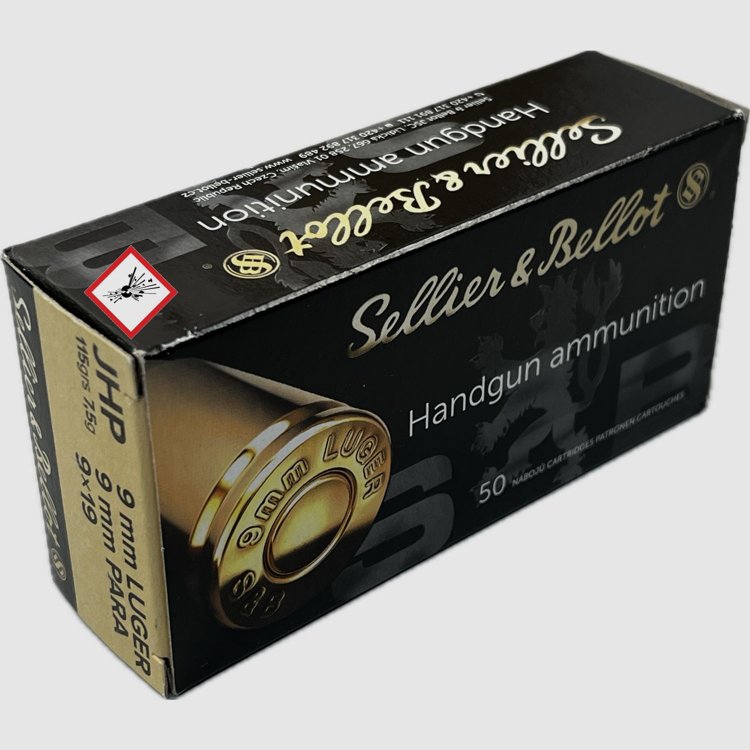 Sellier & Bellot pistol cartridge cal. 9mm Luger JHP 115grs.