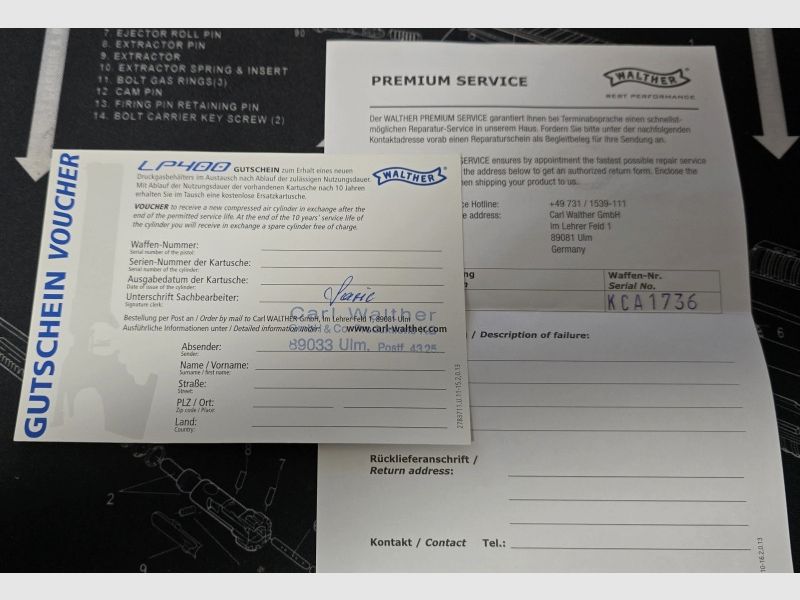Luftpistole LP 400 Auflage