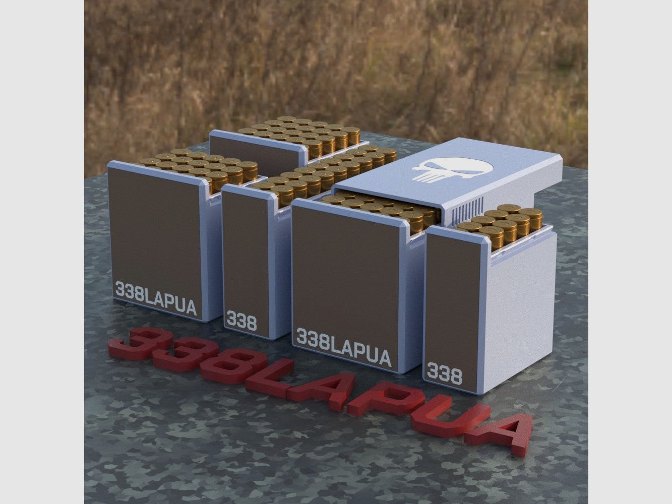 Filamelt Munitionsbox / Ammo Box .338 Lapua Magnum – Patronenbox für 50 Schuss, Made in Germany