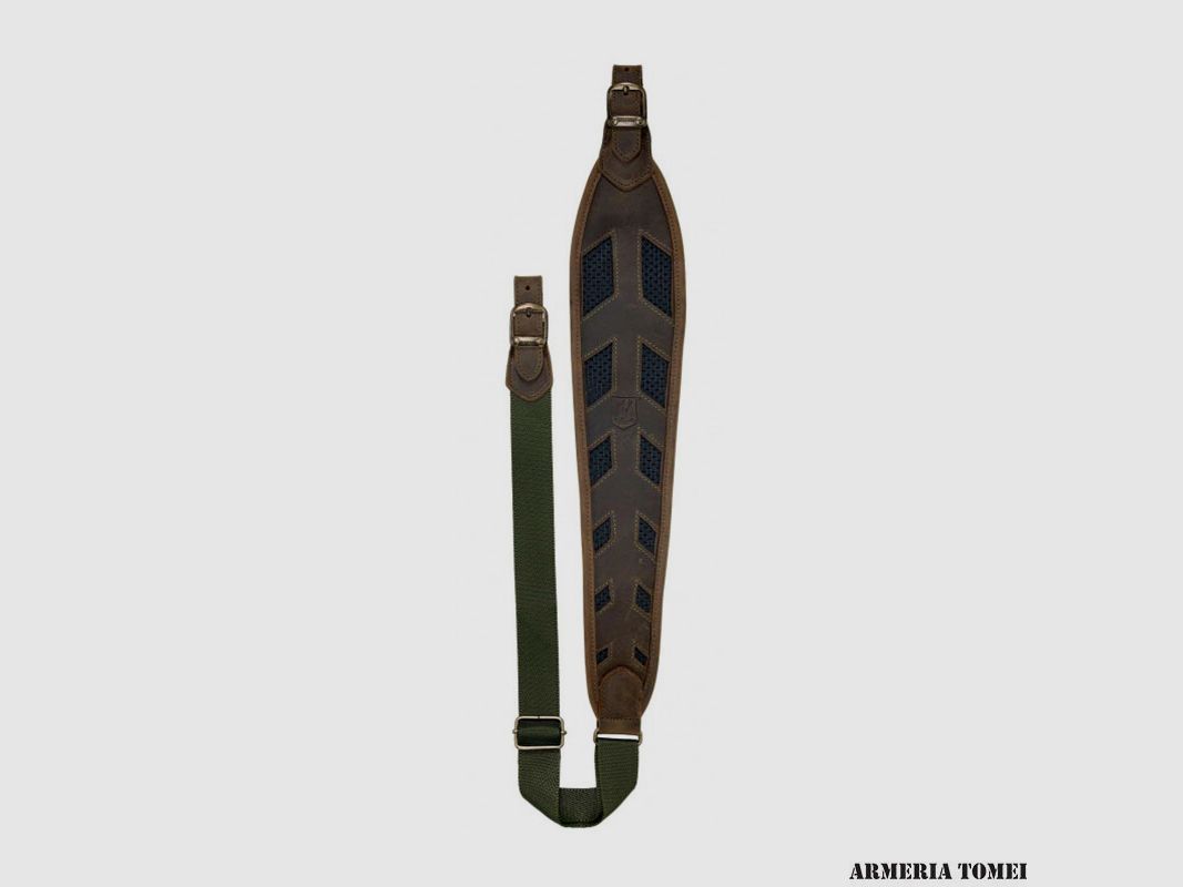 RISERVA – SLING FOR RIFLE IN VINTAGE LEATHER AND BROWN MESH
