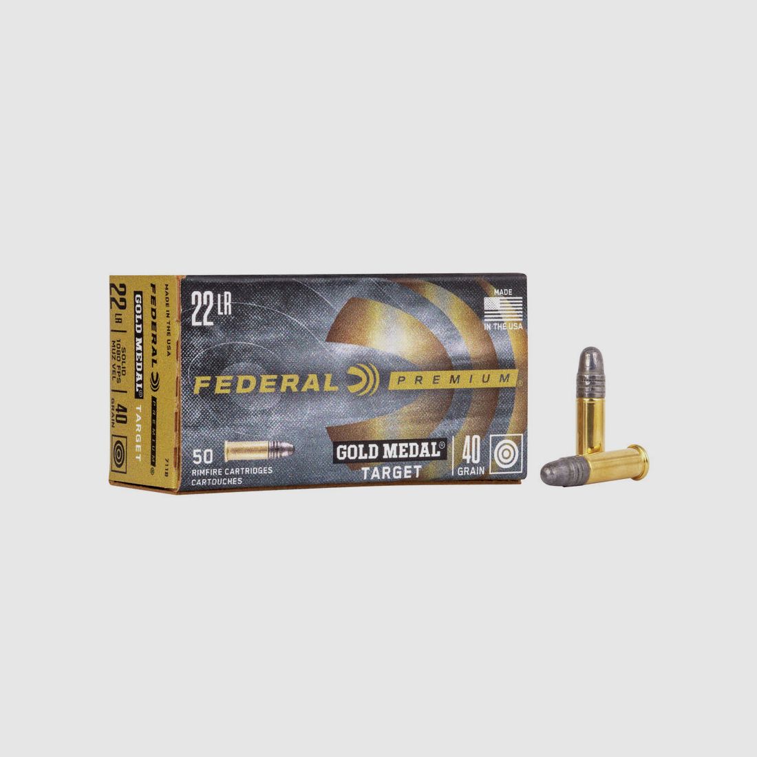 Federal Premium Gold Medal .22 LR 40GR LRN 50 Patronen