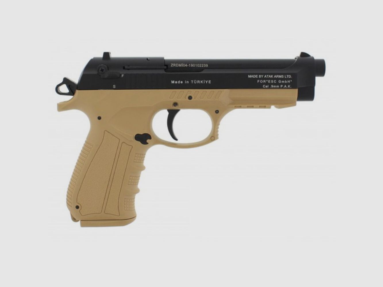 Zoraki 918-P schreckschusspistool Desert 9mm PAK plaatspatronen set