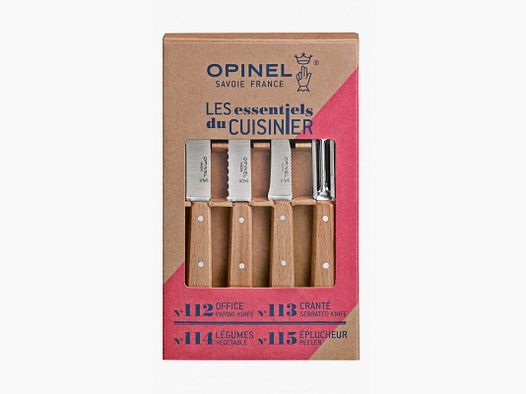 Opinel Set Die Essentials 112-113-114-115 Buche mit Lack