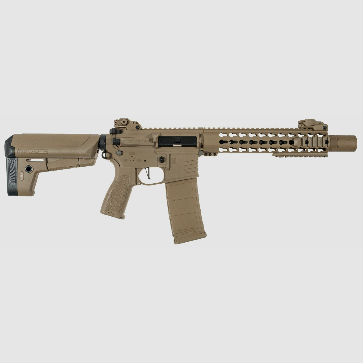 AR15 KeyMod 10 Zoll PREDATOR CHARLIE TAN S-AEG Softair Gewehr Frei ab 18 Jahren | Delta Armory