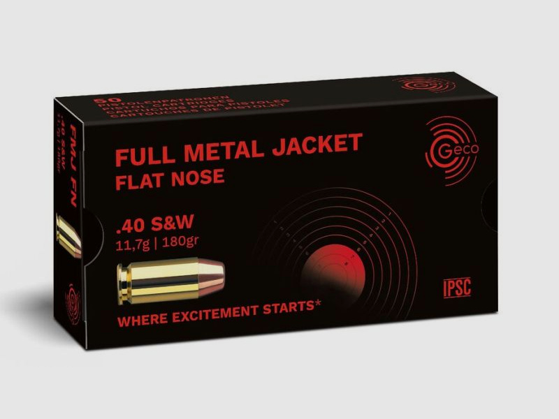GECO .40 S&W Full Metal Jacket Flat Nose 11,7g/180gr - 50 Patronen