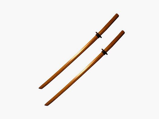 2 Bokken aus Holz ohne Griff Wicklung