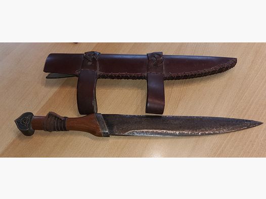 (FESTPREIS- SPEDIZIONE GERMANIA INCLUSO NEL PREZZO) Skramasax/Sächsisches Sax Coltello con fodero