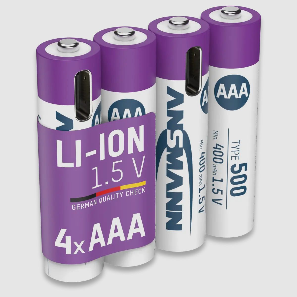 Ansmann batterie Li-Ion AAA confezione da 4 con cavo di ricarica