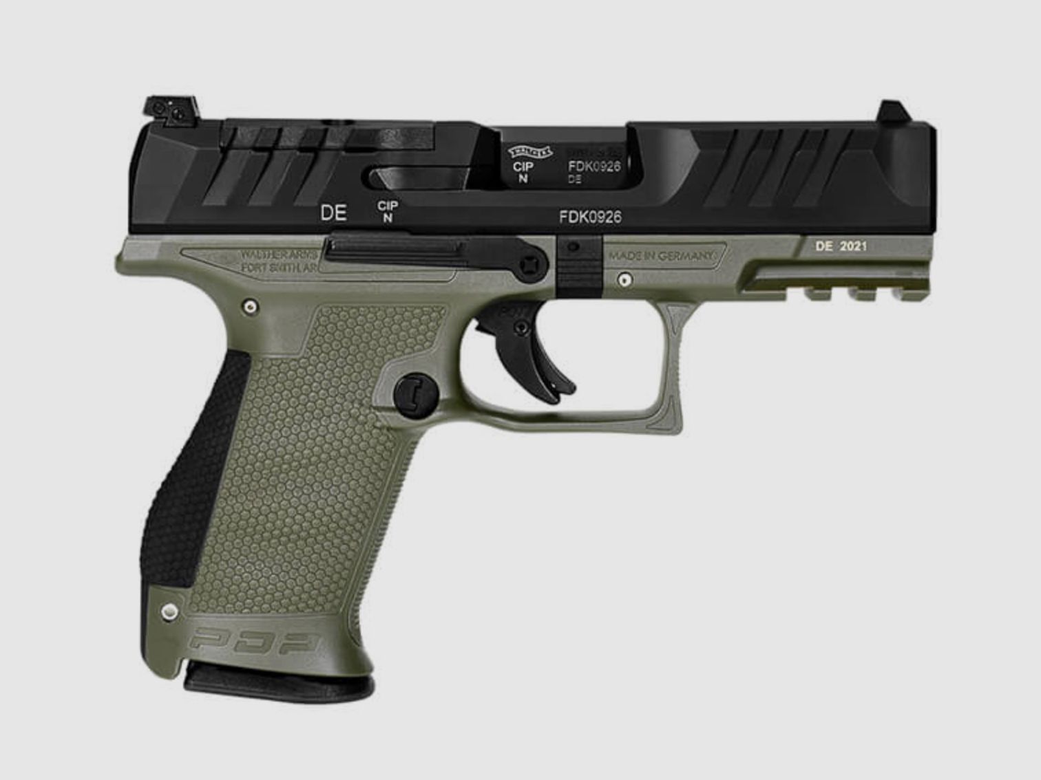 WALTHER PDP Compact 9 mm Luger Pistole Green 4" 15 Schuss Magazin Optik Ready