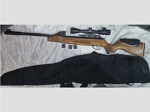 Mercury Speedfire Luftgewehr inkl. Zielfernrohr 3–9x40 EG Schalldämpfer , 3 Magazine und Tasche 11 Monate Alt