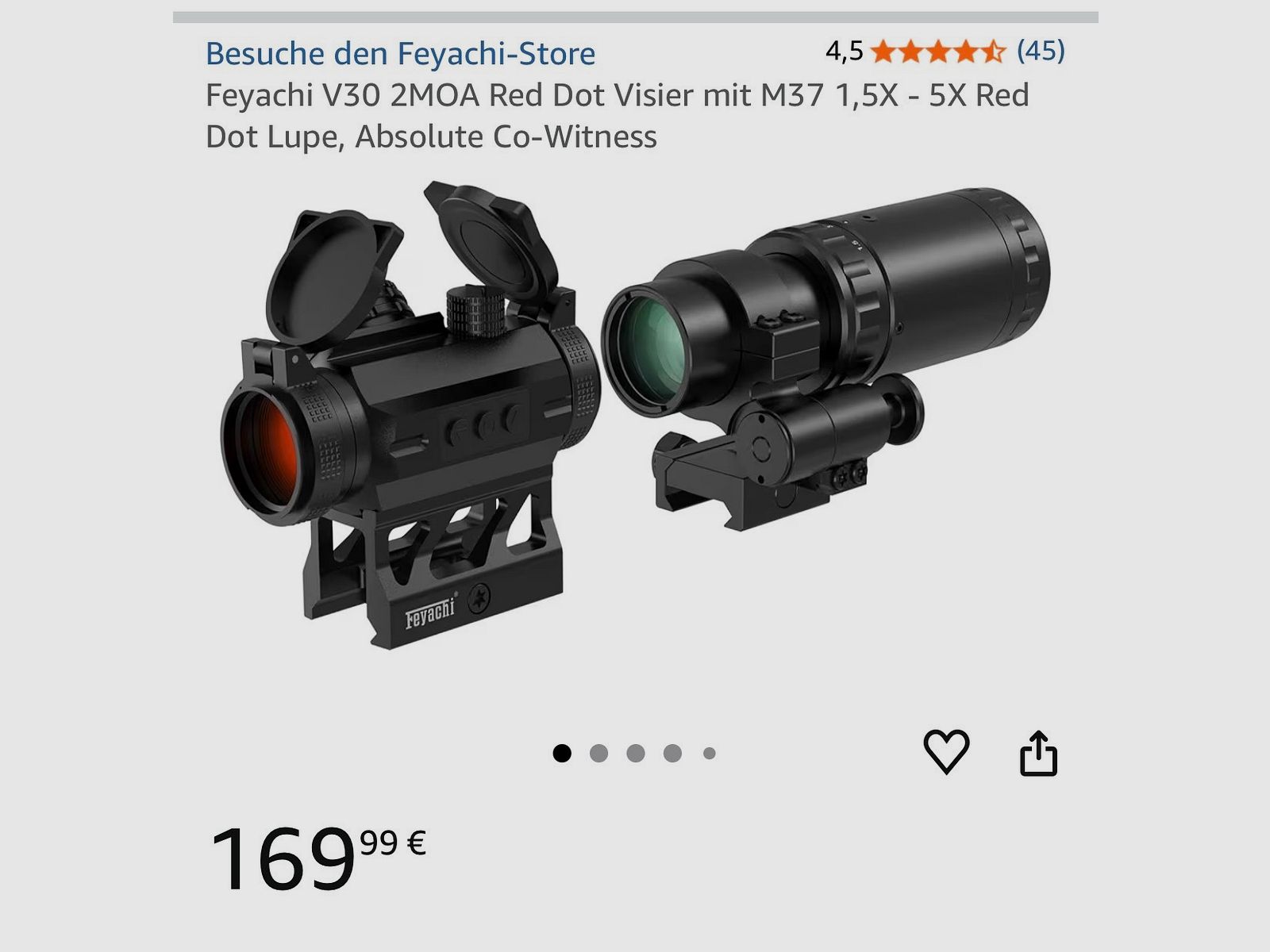 AEA HP-Max MK 1 Kal. .35 9mm F-luchtgeweer pompactie, RED-DOT en opvouwbare vergroting 1-5x (vergroter), tactisch, FAB-schaft, Donny FL, bipod tactisch