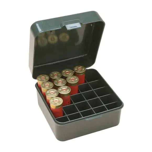 Boîte pour 25 Cartouches de Chasse Calibre 12, 16 et 20 Verte