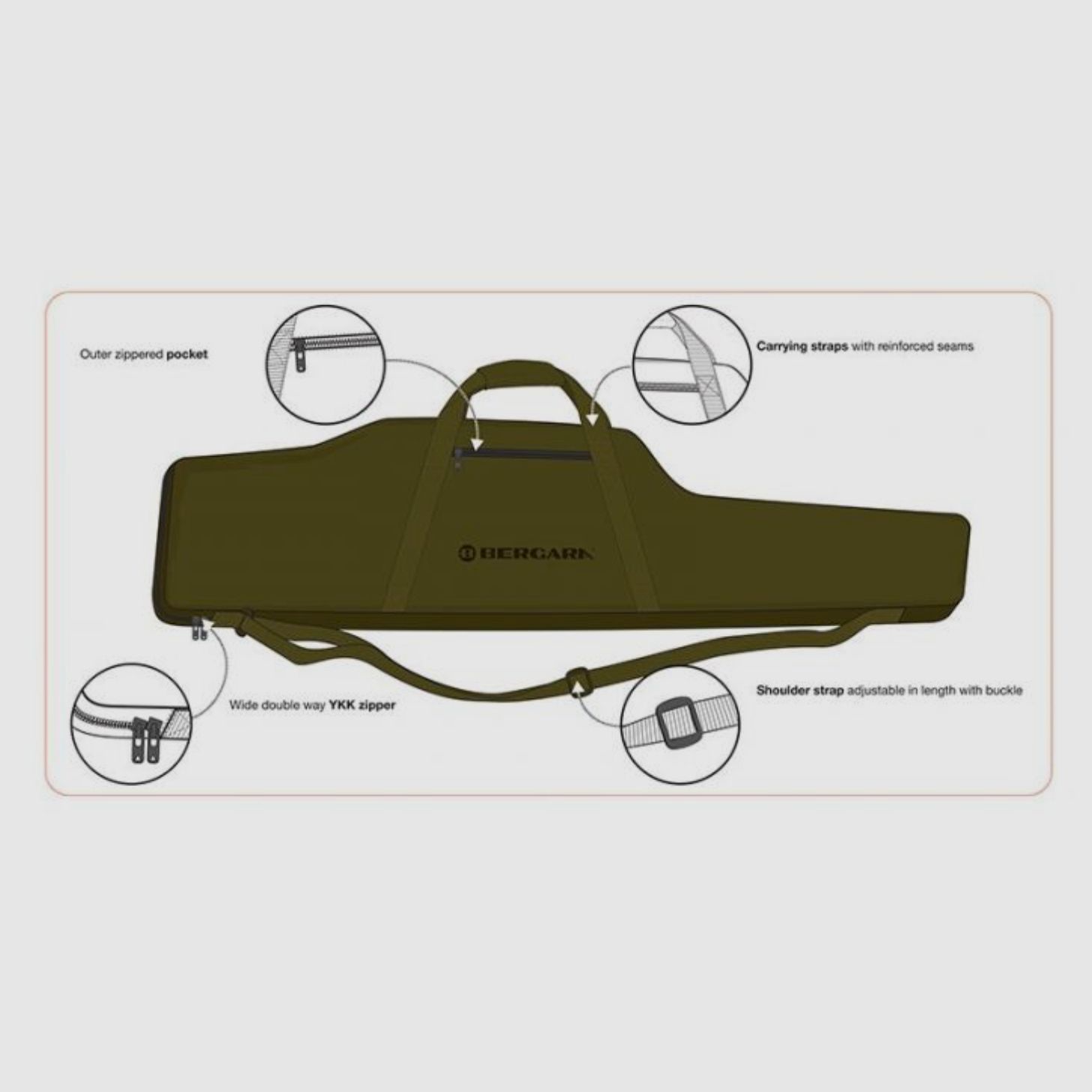 Bergara Futteral Langwaffenfutteral Grün Maße 125x15,6x30 cm