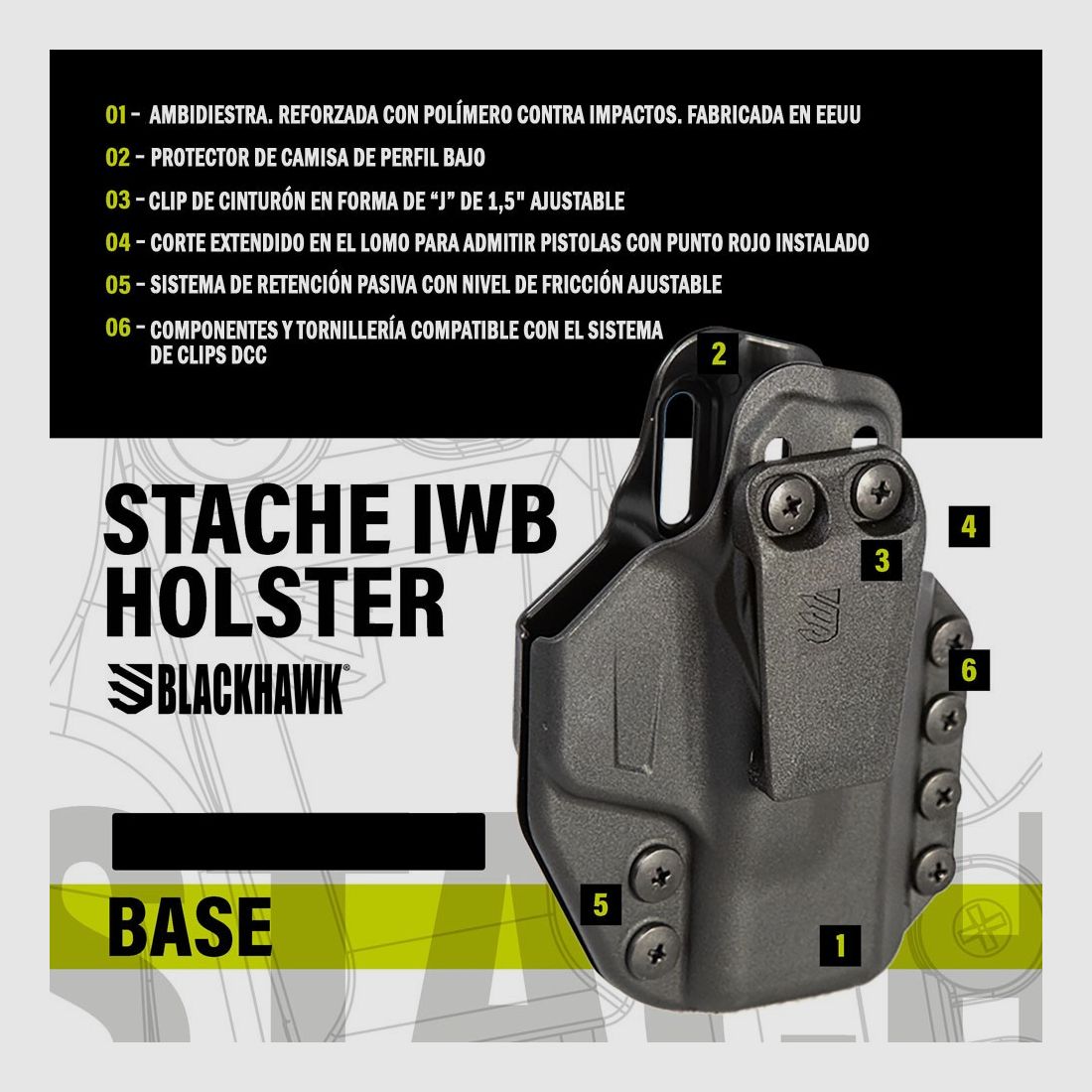 Holster BLACKHAWK! Stache IWB Colt Commander, Bild 5 von 6
