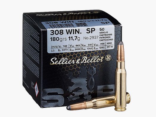 Sellier & Bellot .308 Winchester, SP deelmantel 180 grs 1 verpakking (50 schoten à €1,238*)