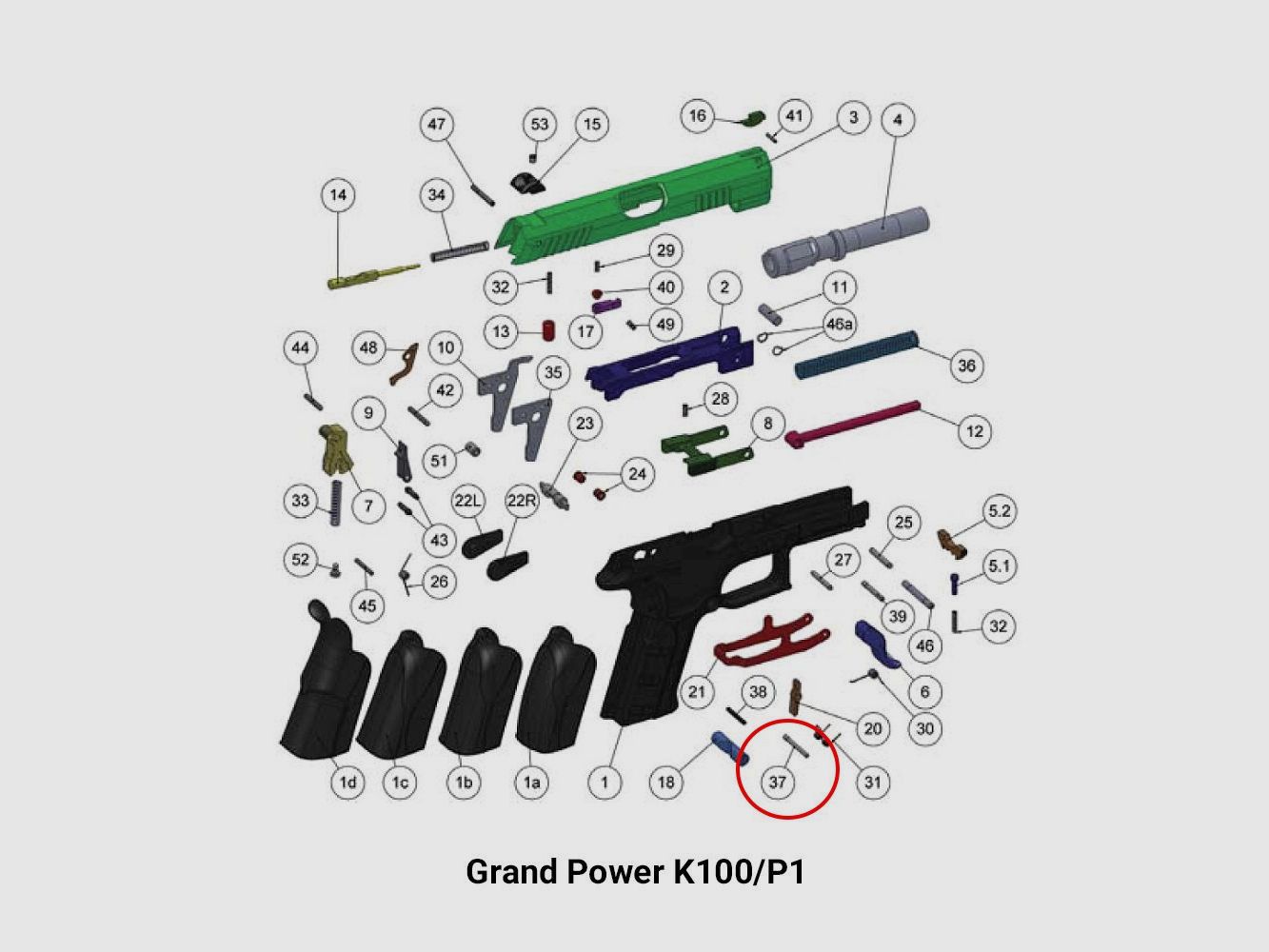 Grand Power perno di fermo caricatore per K100, immagine 3 di 3