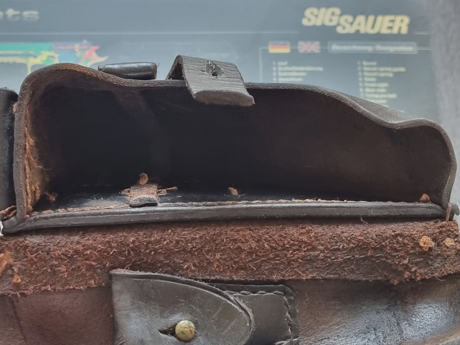 1915 DWM P08 Artillerie Leder-Holster von Steinmetz Breslau (B.A.X.) / Preis ist VHB