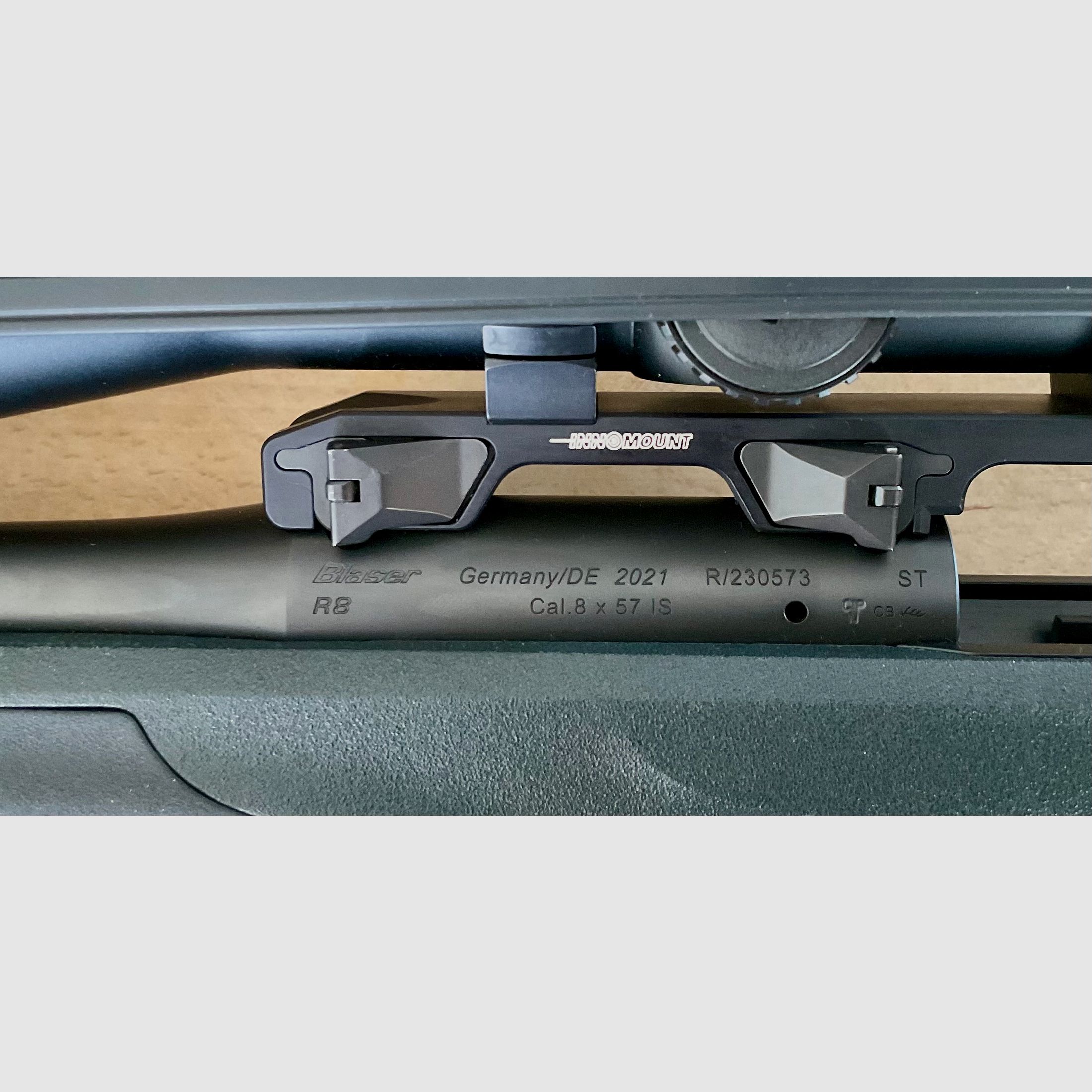 Blaser R8 Professional Success (cal. 8x57 IS) + Meopta R2 2-12x50 + saddle mount + Mauser silencer