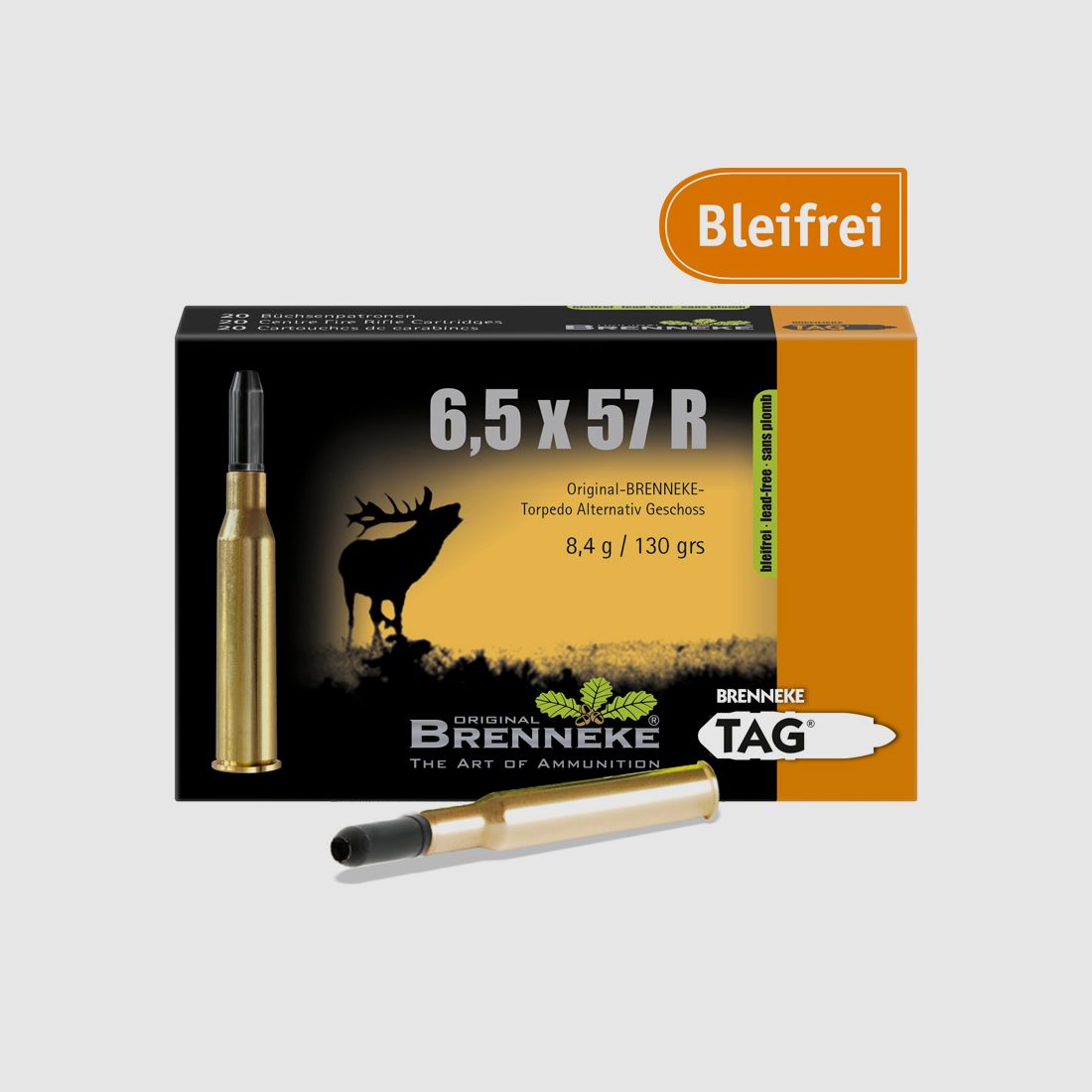 Brenneke 6,5x57 R 130GR TAG 20 Patronen