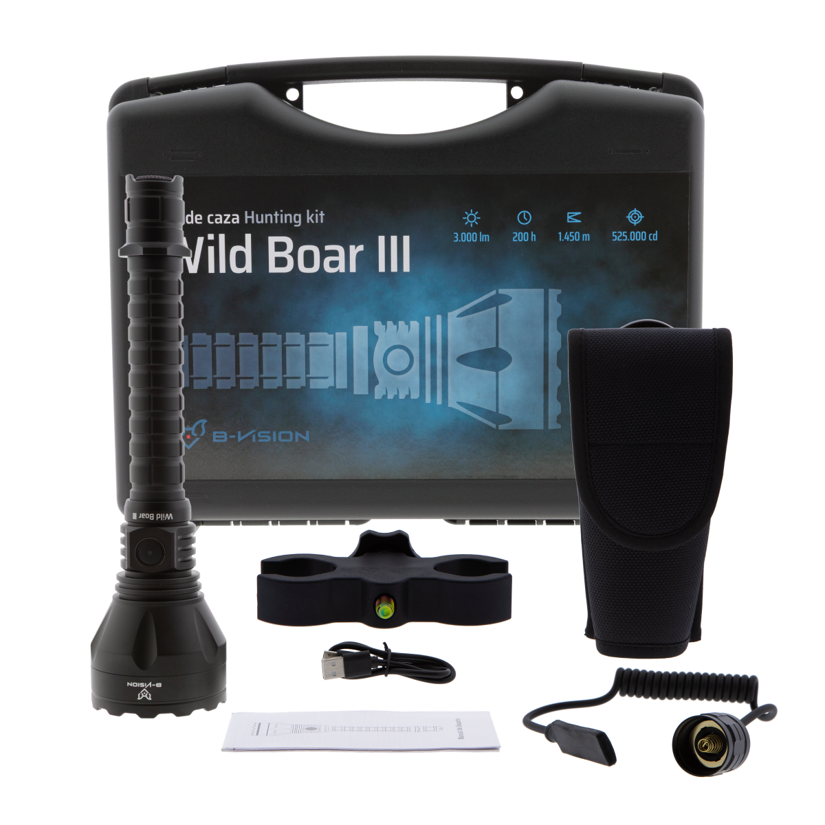 Zestaw myśliwski latarka B-Vision WILD BOAR III 3.000 lumenów, zdjęcie 1 z 8