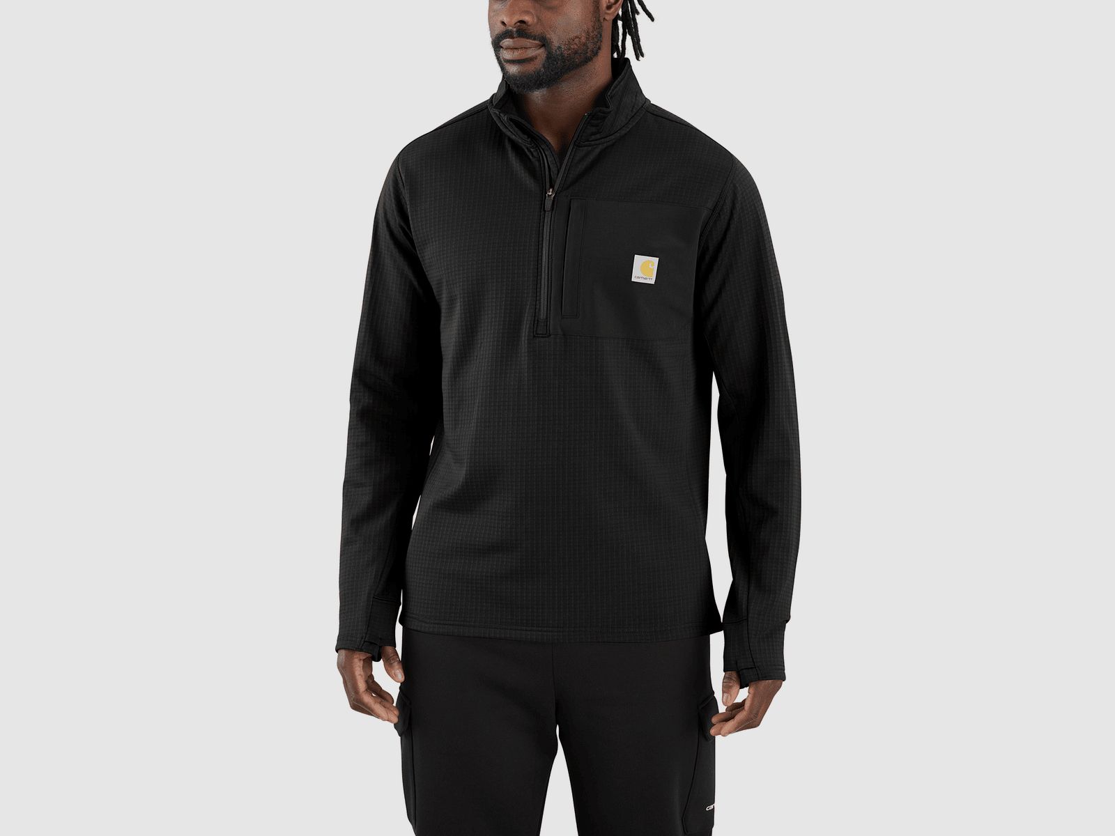 Carhartt Carhartt Force Relaxed Fit Mock Neck Half-Zip T-Shirt Men Black 2XL