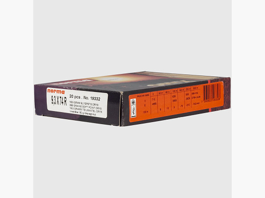 Büchsenpatronen Norma ORYX 9,3x74R Teilmantel  18,5g / 285gr. !!!