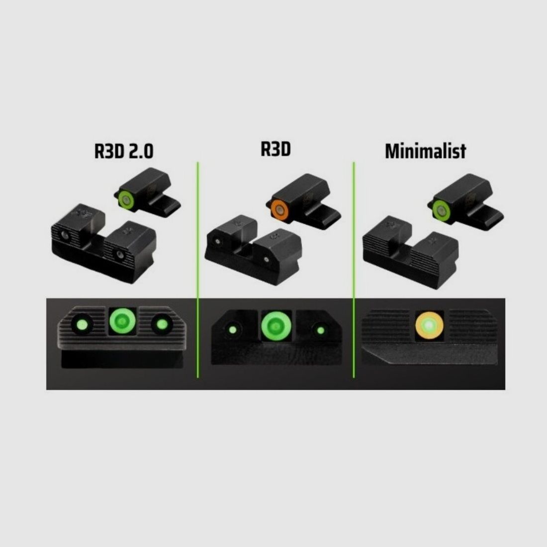 XS Sights N-Visier R3D 2.0 STD grün Dot orange Glock 17-47, Bild 2 von 2
