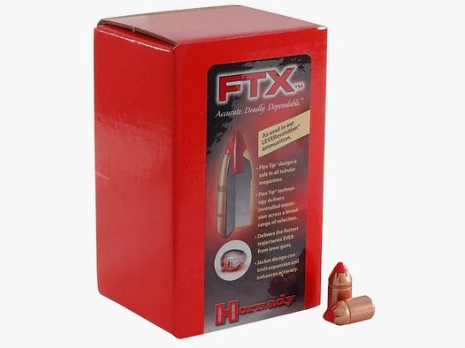 Bala Hornady .38/.357 FTX FLEX TIP con anillo de crimpado 140GR 100 piezas
