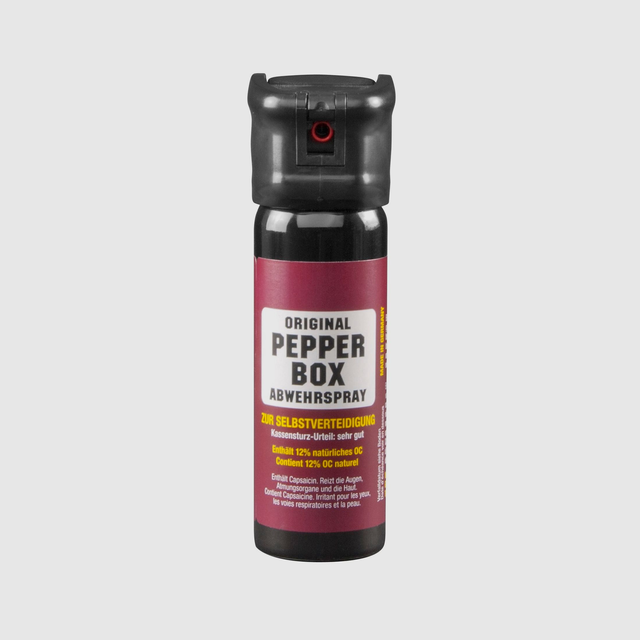 Pfefferspray Pepper-Box groot met nevel en flip-topdeksel