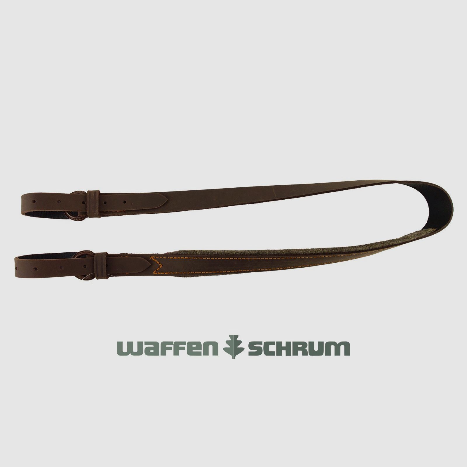 AKAH geweerriem leer - bruin pull-up effect 35MM vilt onderlegger