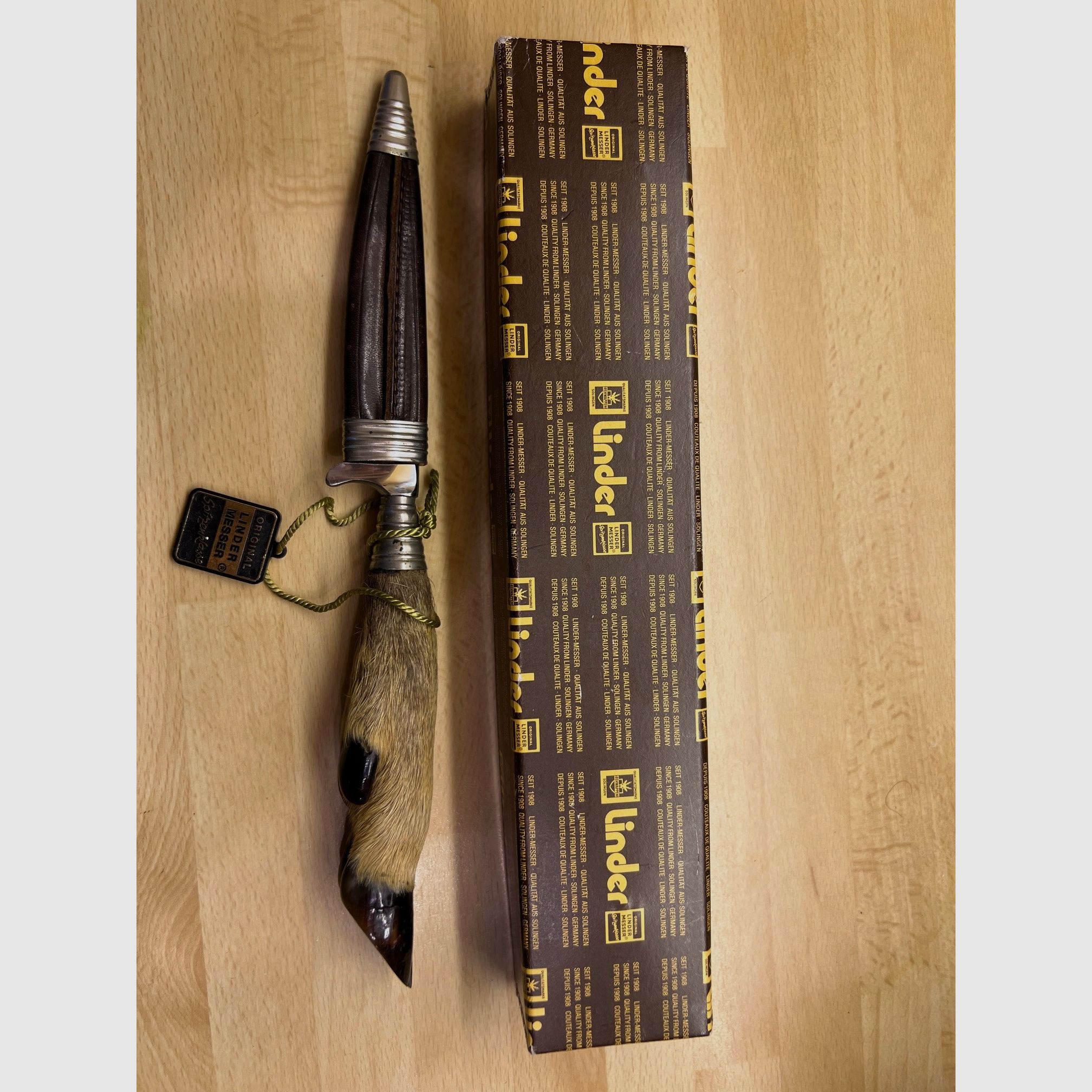 Originale Linder Jagdmesser, Qualitätsmarke Rehwappen, Solingen