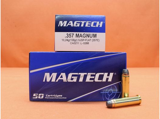 Patrone .357Magnum Magtech 158grs SJSP (357E) VE 50 Patronen/ 10,24g Teilmantel