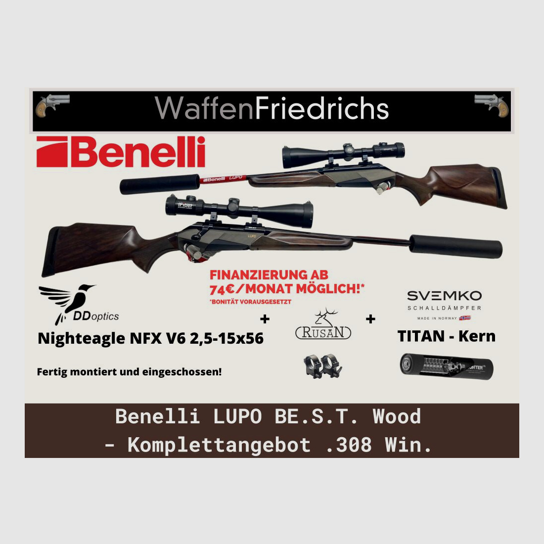 Benelli Lupo Best Wood Komplettangebot - Waffen Friedrichs